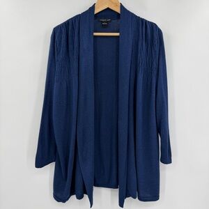August Silk Blue Open Front Cardigan Lightweight Layering Sweater Size Large